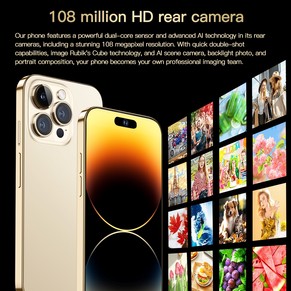 Rui Gu i15 Pro Max 5G android Cellphone 16GB+1TB หน้าจอขนาดใหญ่ HD ขนาด ...