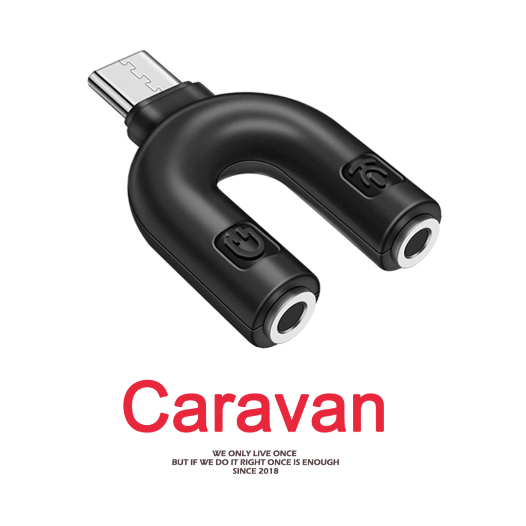 Caravan crew type-C to 2 3.5mm adapter U-type แจ๊คแปลง Splitter สำหรับ ...