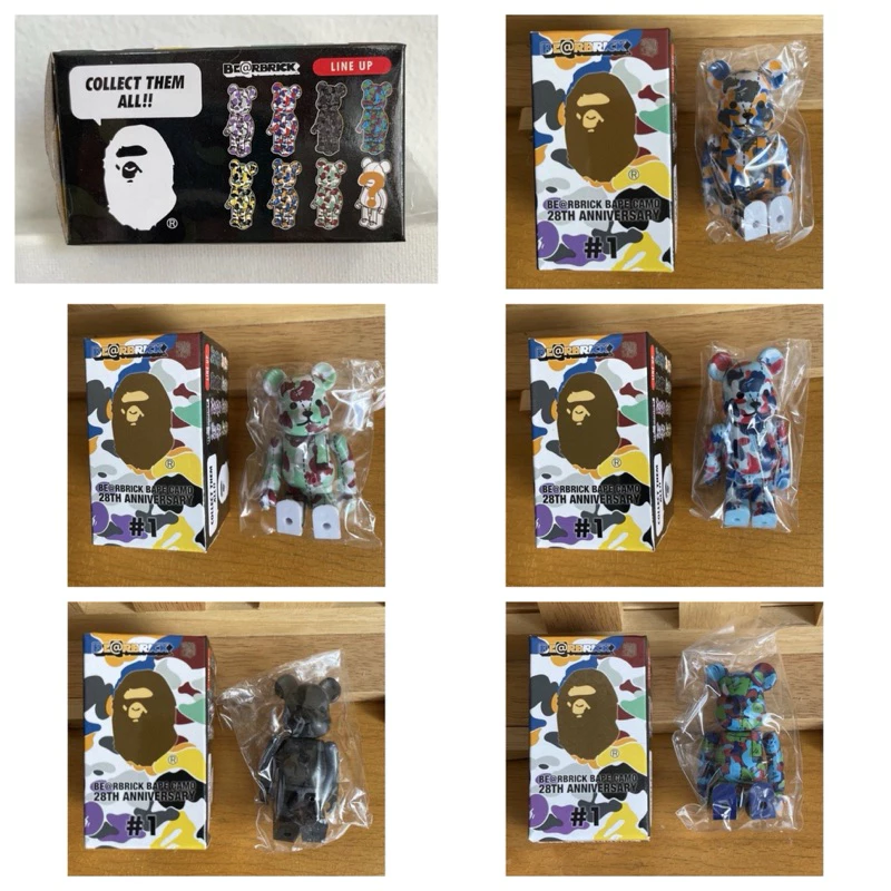 MEDICOM TOY BE@RBRICK BAPE CAMO 28th Anniversary 100% Opened Box