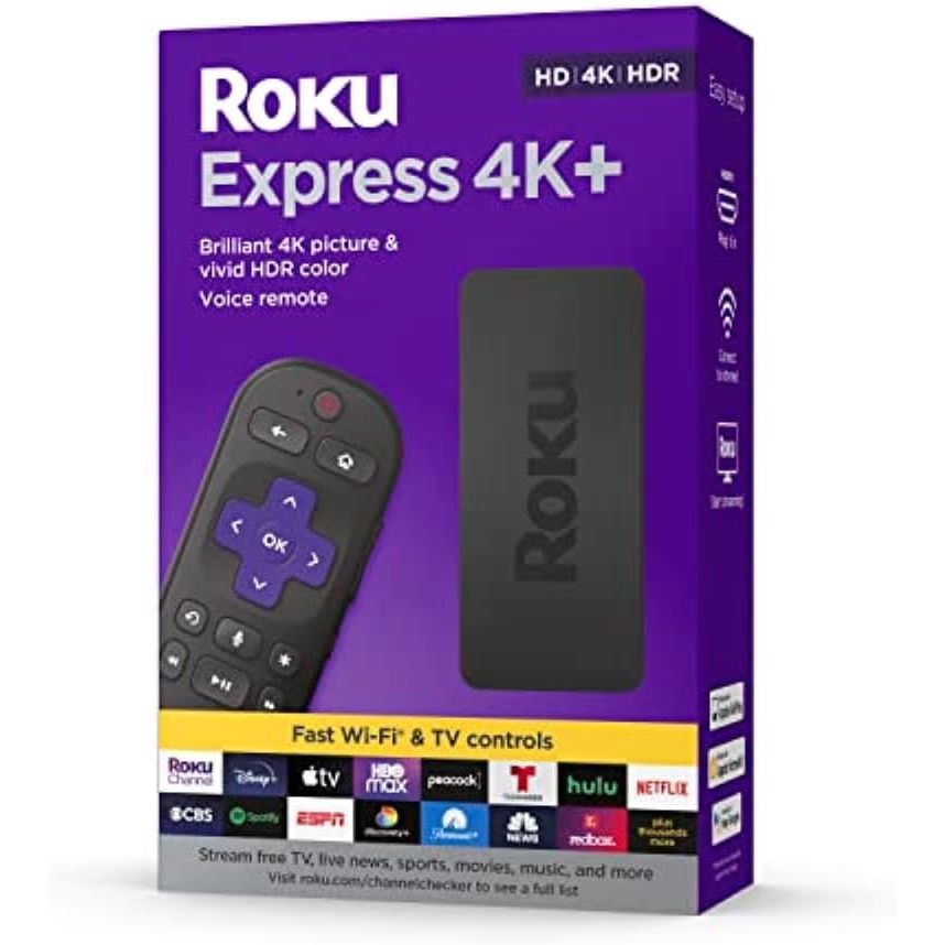 Roku Express 4K+ Roku Streaming Device 4K/HDR, Roku Voice Remote