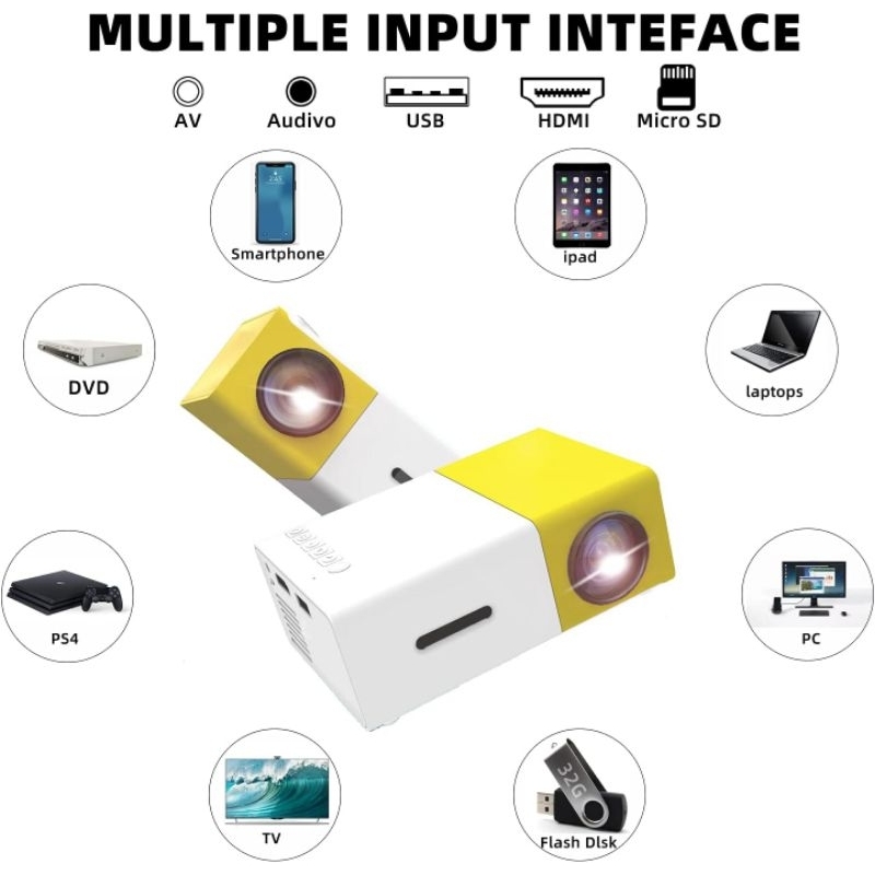 YZ03 Mini LED Projector Portable LCD Display Video Projector 400 Lumens 320x240