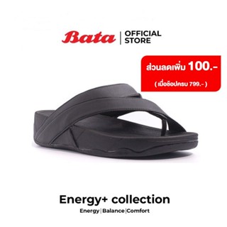 เช็ครีวิวสินค้า*Best Seller* Bata Energy+ รองเท้าแตะลำลองแฟชั่นผู้หญิง รองเท้าเพื่อสุขภาพ สวมใส่ง่าย สำหรับผู้ชาย สีดำ รหัส 8716843