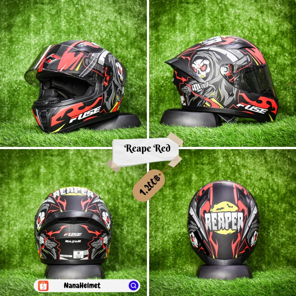 หมวกกันน็อคเต็มใบ FUSE RAZOR SP ลายREAPER RED | Shopee Thailand