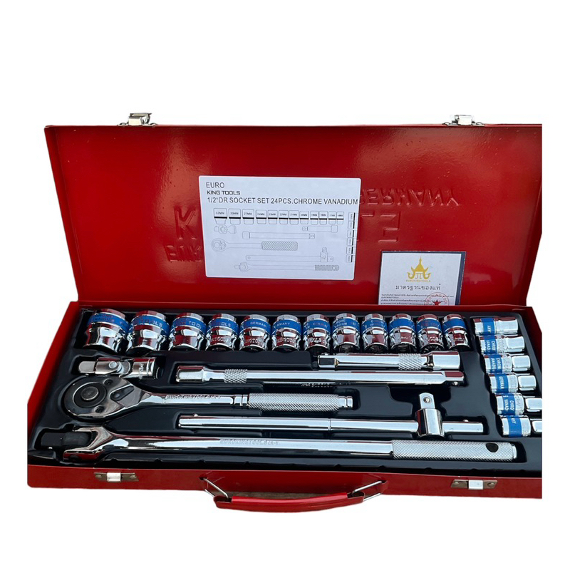 EURO KING TOOLS ชุดเครื่องมือ ประแจ ชุดบล็อก 1/2 (4หุน) SOCKET SET (24