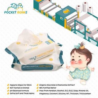 POCKET BEANS - ทิชชู่เปียกสูตรน้ำเกลือ แพ็ค 80 แผ่น (พอคเก็ต บีนส์ ...