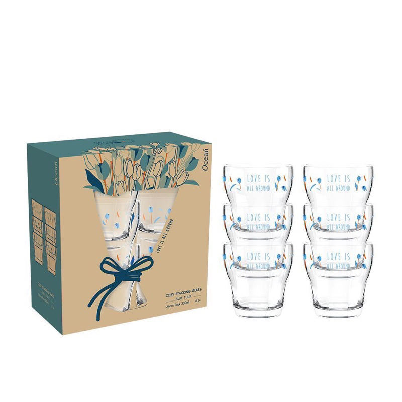 OCEAN ชุดแก้วน้ำ COZY STACKING GLASS 330 ML (Pack of 6) | Shopee Thailand