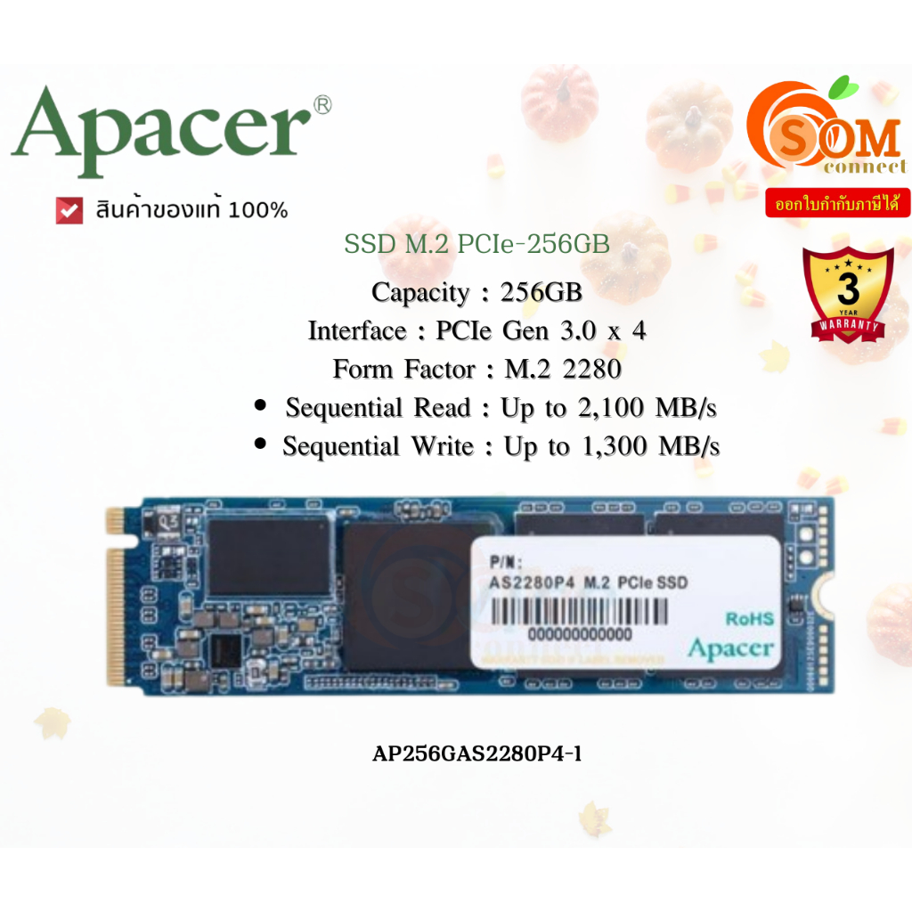 Apacer (256GB SSD) AS2280P4 (ZC.A01ST.0BA)(AP256GAS2280P4-1) M.2 PCIe ...