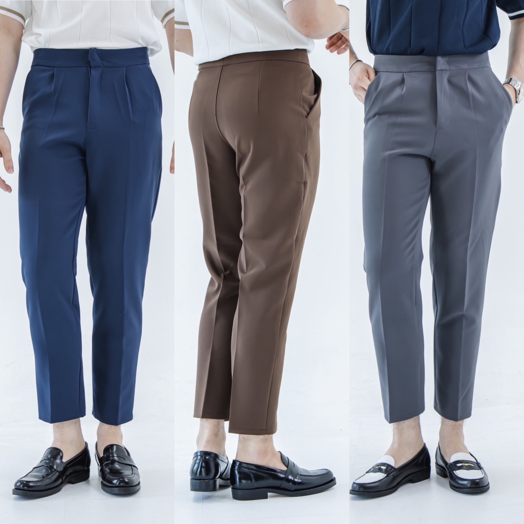 [กางเกงขายดี] BARON COMMON Pants สแล็คขายาวกระบอกเล็ก ขาเต่อ เอวสูง ...