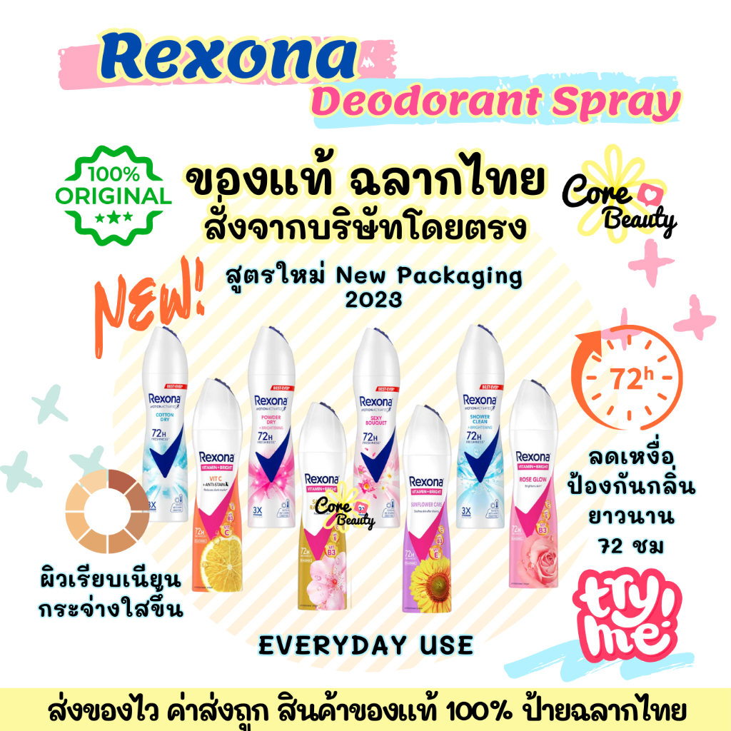 [Live50%,ฉลากไทย] กลิ่นใหม่ Rexona Deodorant Spray 135 ml เรโซนา สเปรย์ ...