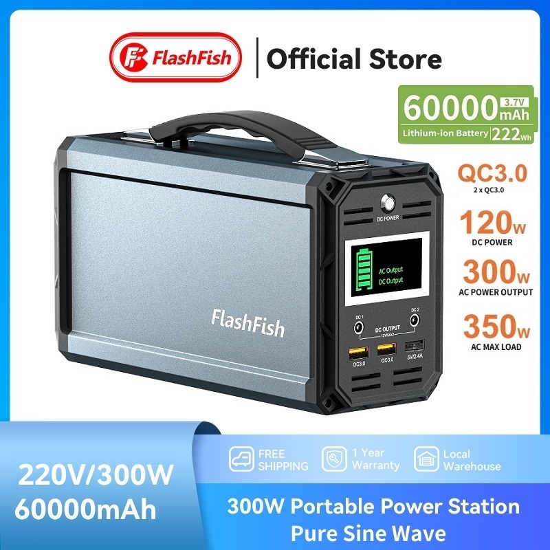 Flashfish 300W Solar Generator 60000mAh Portable Power Station