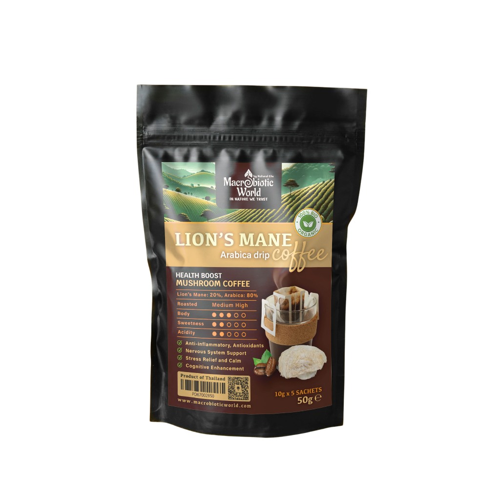 Organic/Bio Lion's Mane Arabica Drip Coffee 50g | Shopee Thailand