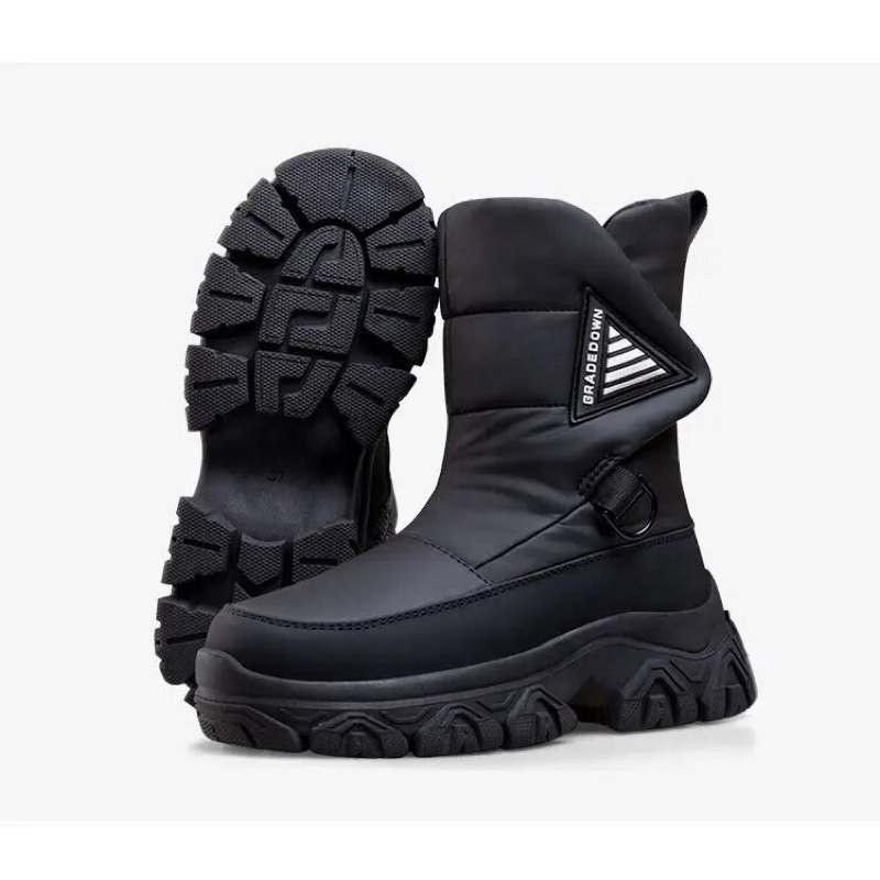 GG Snow Boots Black  Calfskin Suede Wool 576251