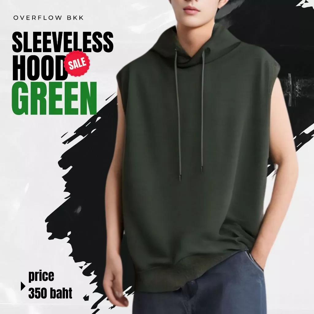เสื้อฮู้ด แขนกุด ฮู้ดดี้ Sleeveless Hood สีดำ กรมท่า เขียว แดง ชมพู เหลือง ขาว