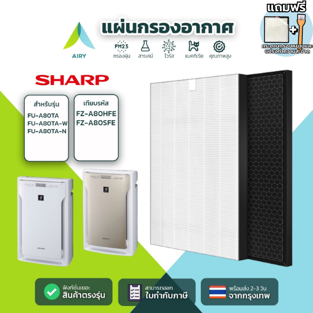 (H13 เกรดการแพทย์) SHARP FZ-A80HFE ไส้กรองอากาศ ไส้กรอง กรอง อากาศ PM2 ...