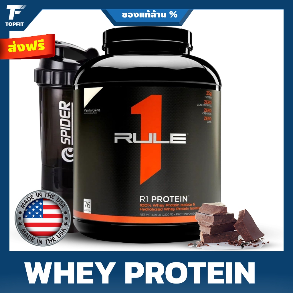 Rule 1 R1 Whey Protein Isolate Chocolate Fudge 5 lbs Powder 25g