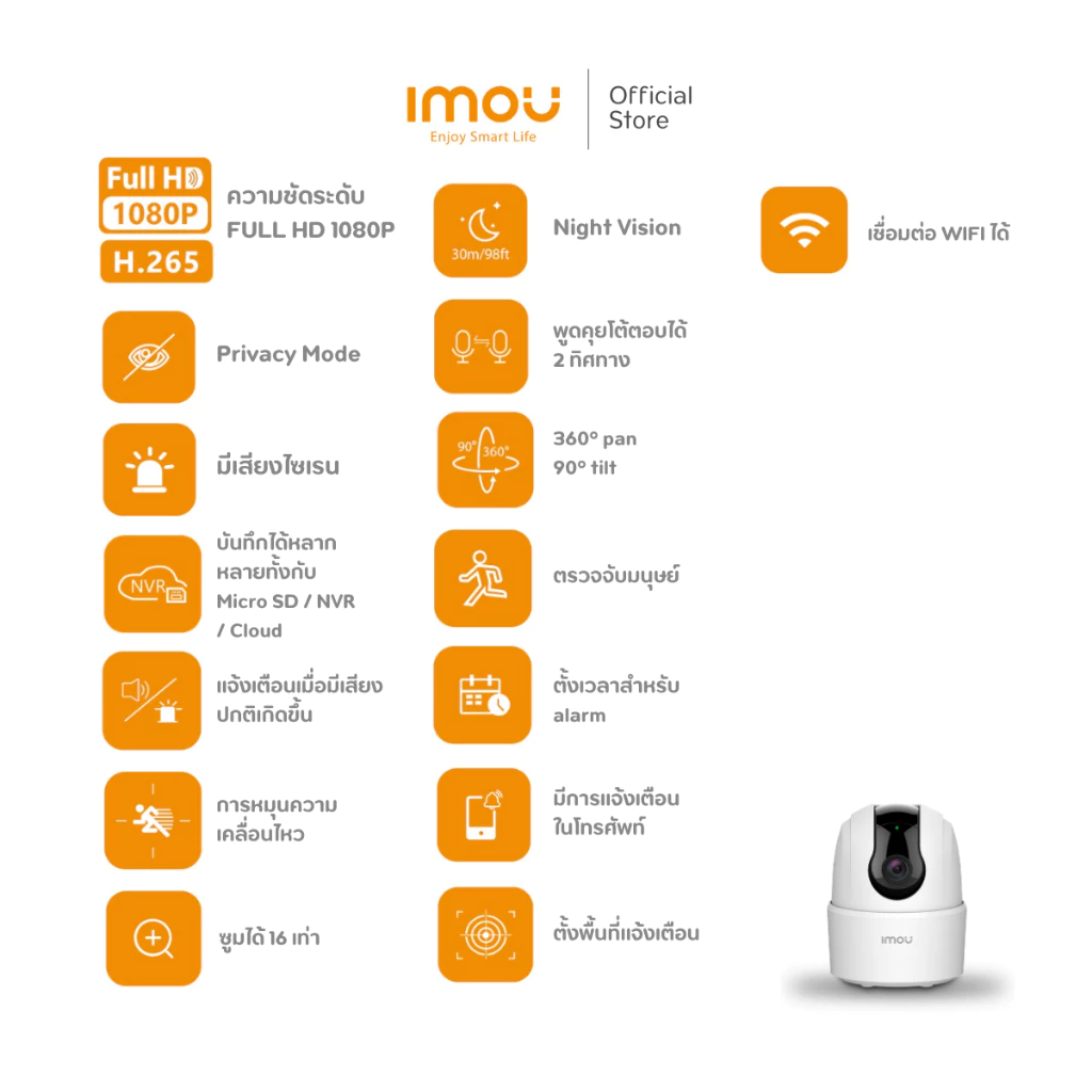IMOU รุ่น Ranger 2C กล้องวงจรปิด ภายใน Wifi มีให้เลือก 3MP-5MP มีไซเรนตรวจจับบุคคล พูดคุยโต้ตอบได้ ประกัน 2 ปี