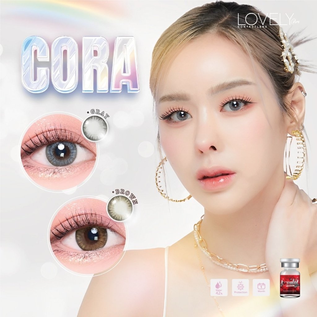 Lovely Plus รุ่น Cora คอนแทคเลนส์ รายเดือน ค่าอมน้ำ42% | Shopee Thailand