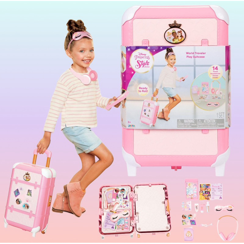 Disney Princess Travel Suitcase Play Set for Girls with Luggage Tag
