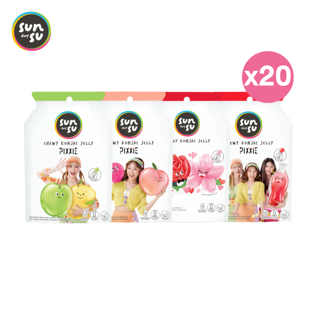 (แพ็ก 20) Sunsu ซันซุ เยลลี่บุก 0 แคล รสซากุระโรเซ่ ครีมโซดา แอปเปิ้ล ...