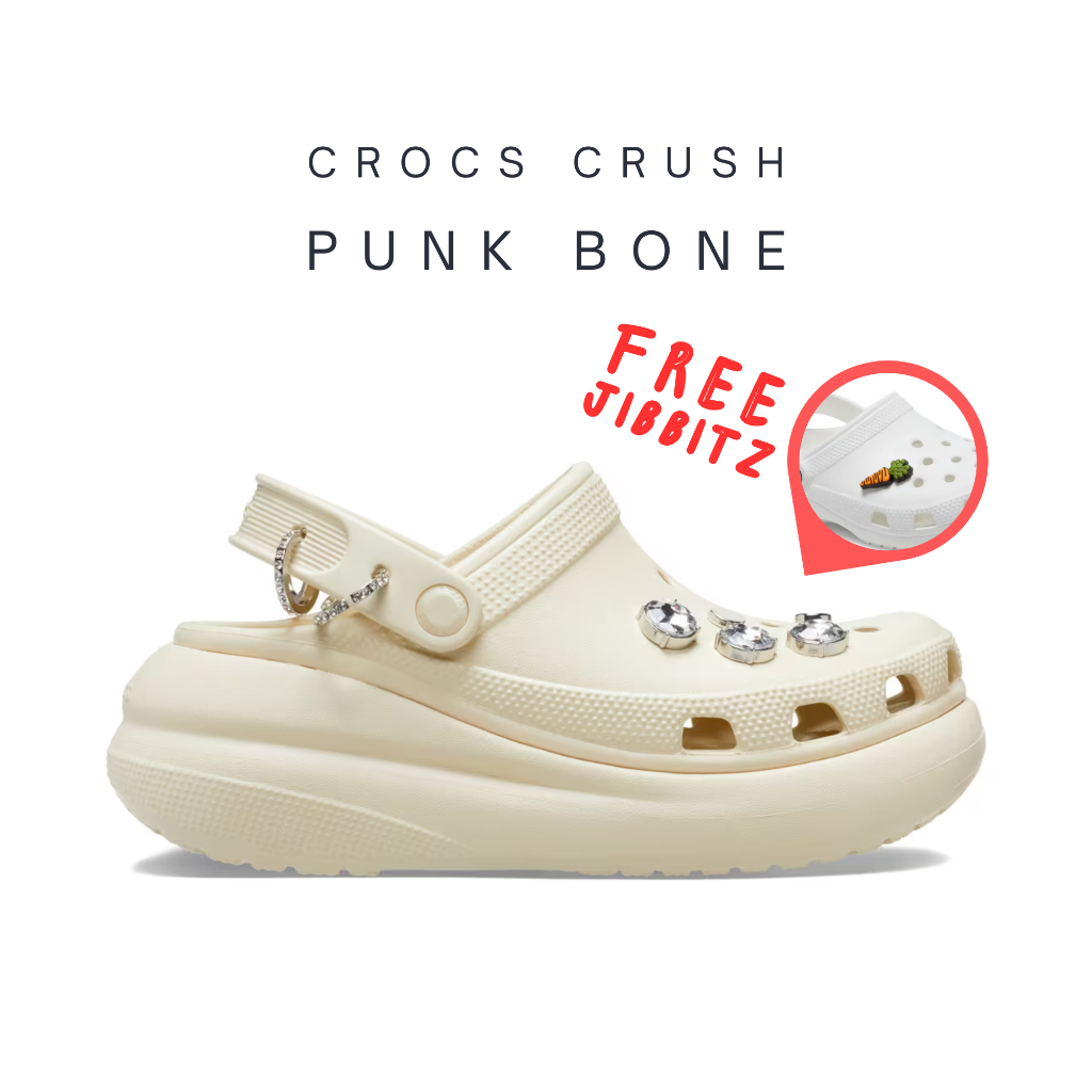 ⭐ Free Jibbitz™ x2ตัว ⭐ [พร้อมส่ง] Crocs Classic Crush Punk Clog Bone ...