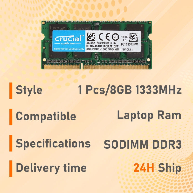 Mémoire RAM DDR3 PUSKILL 8Go 1600MHz - Module SO-DIMM PC3-12800 Pour Ordinateur Portable - Neuf
