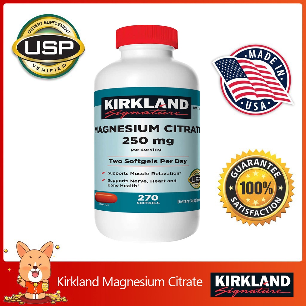 Kirkland Signature Magnesium Citrate 250mg, 270 Softgels Shopee Thailand