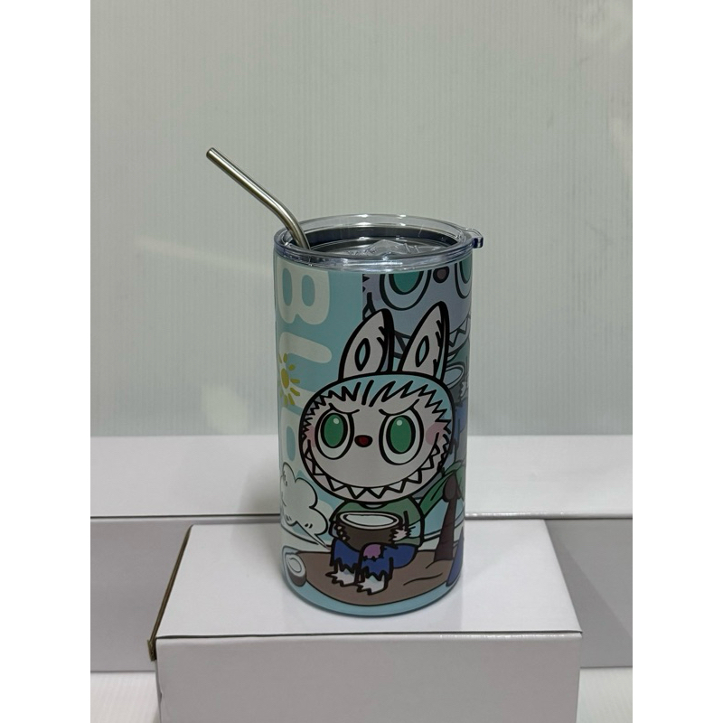 แก้วน้ำLabubu แก้วเก็บความเย็นสแตนเลส ลายการ์ตูนน่ารักพร้อมหลอดดูดน้ำ ...