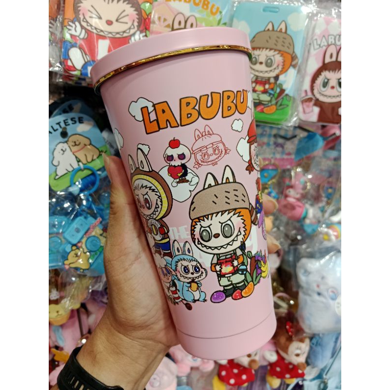 แก้วเก็บอุณหภูมิ LaBuBu ฝาขอบทองสวยงาม พร้อมหลอดแสตนเลส มาใหม่ ความจุ ...