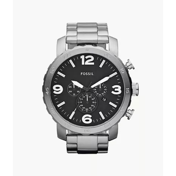Fossil Nate Chronograph Black Ion-plated Men's Watch JR1356 50mm JR1401 ...