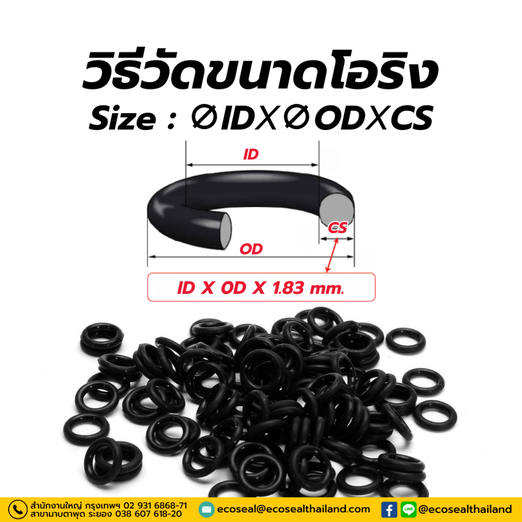 โอริง O-Ring วงใน ID 8.92 , 10.52 mm ความหนา 1.83 มิลNBR 70/90(จำนวนต่อ ...