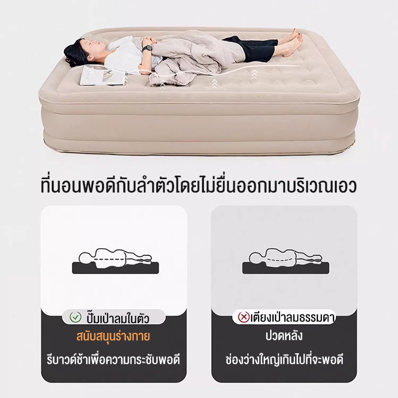 ที่นอนเป่าลมอัตโนมัติ ที่นอนเป่าลม 5ฟุต 3ฟุต พร้อมปั๊มลมในตัว (พร้อมแบตเตอรี่ในตัว) PVC หนา 40/25ซม - 5