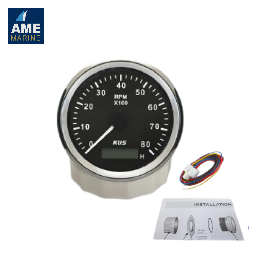 KUS KY07010 85mm Tachometer RPM Gauge Meter with Hour Meter 0-8000 12V ...