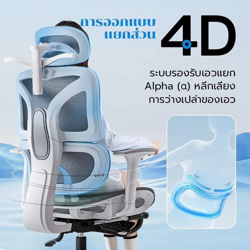 Xpanse รุ่น IceMesh เก้าอี้สุขภาพ Ergonomic แขนเฉียงอิสระ รองรับสรีระ ลดอาการปวดหลัง เพื่อการทำงานที่สบายตลอดวัน