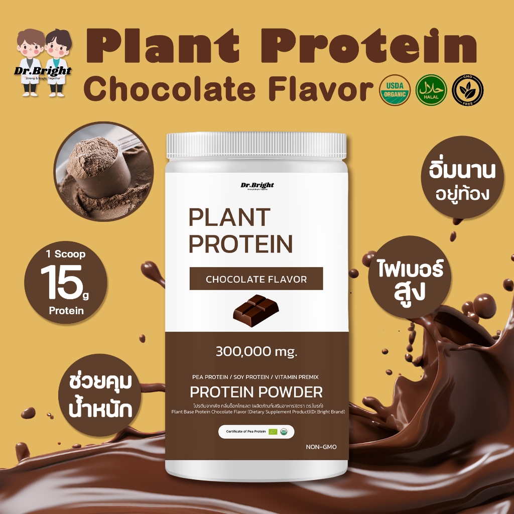 Dr.Bright Plant Protein Chocolate โปรตีนพืชผสมวิตามินรวม อร่อย คุม ...
