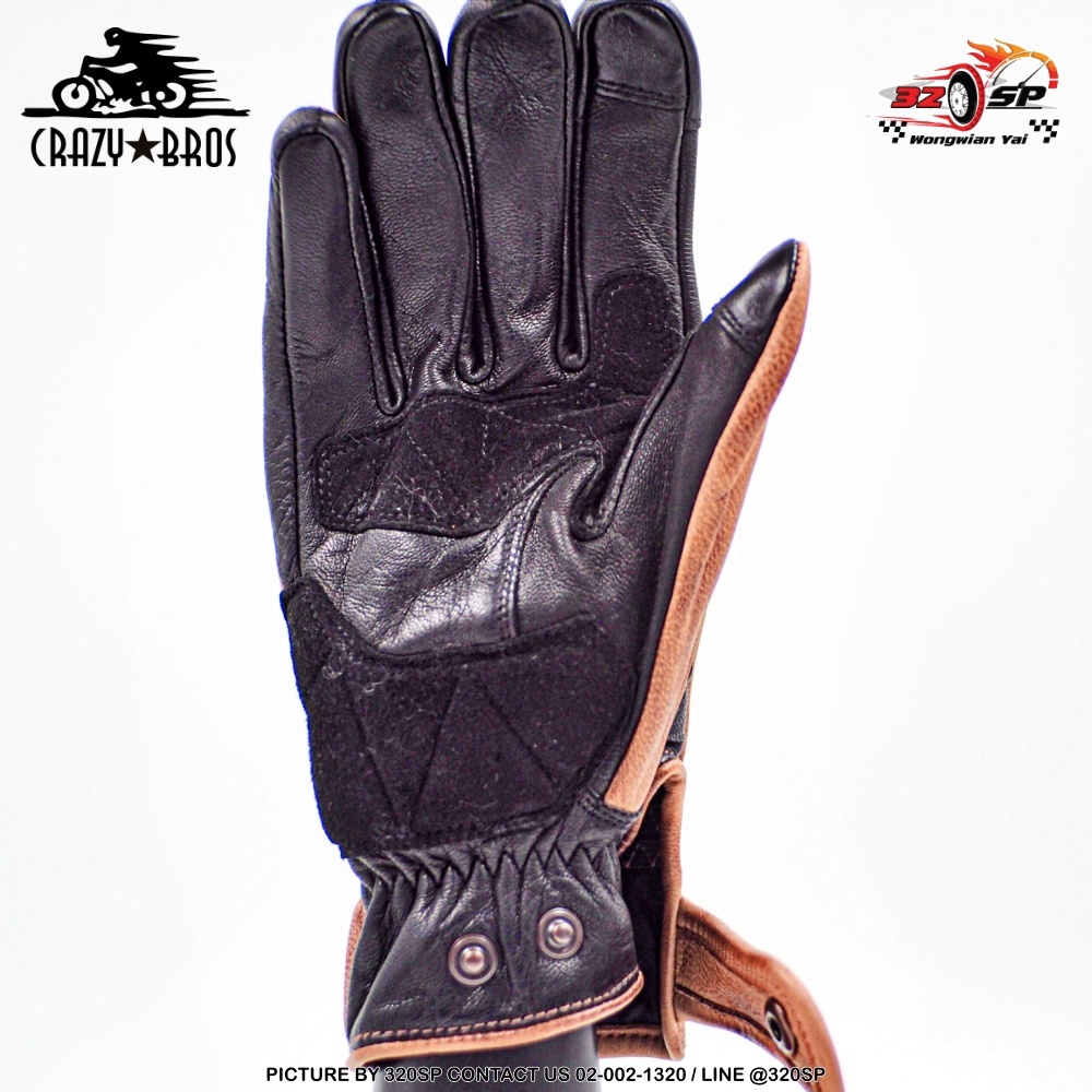 ถุงมือขับขี่มอเตอร์ไซค์ CRAZY BROS CZ-609 ใส่สบาย หนังแท้!! 320SP.วง ...