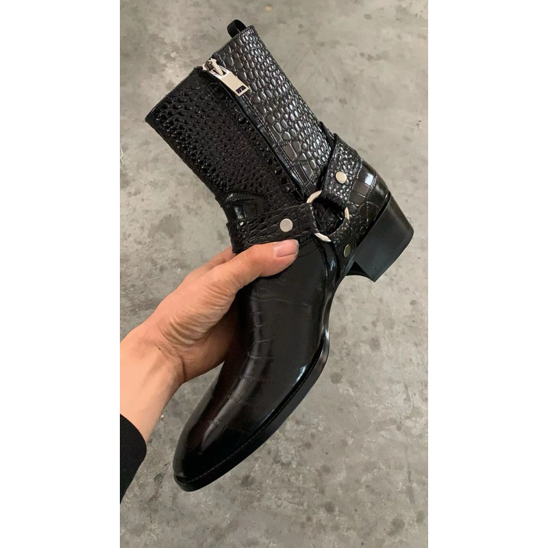 Chelsea Boots Snake black belt เชลซีบูท สีดำ สายคาด หนังงู | Shopee ...