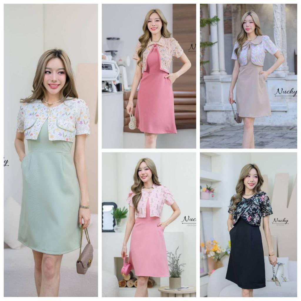 เดรสไซส์ M  อก 36 นิ้ว ชุดทำงาน   Fashion กระเป๋าข้าง Dress Fashion เดรสทำงาน เดรสแฟชั่น Size M