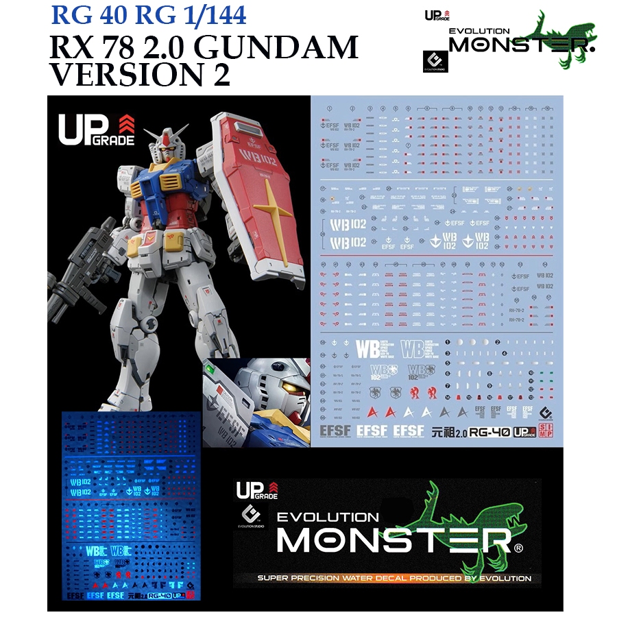 ดีคอลน้ำ [MONSTER] RG40 RX-78-2 GUNDAM VER 2.0 VERSION 2 RG 1/144 WATER ...