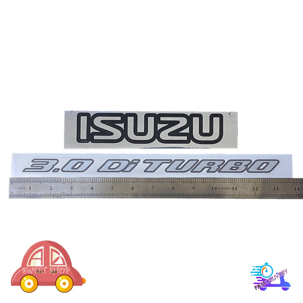 สติ๊กเกอร์ ISUZU + 3.0 Di TURBO sticker อิซูซุ 1 ชุด 2 ชิ้น (ตามรูป) มี ...