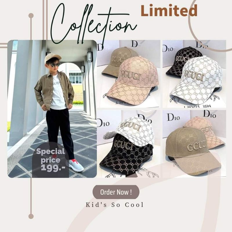 Kid's So Cool Cap GG Collection พร้อมส่ง ใส่ได้ทั้งบ้าน | Shopee Thailand