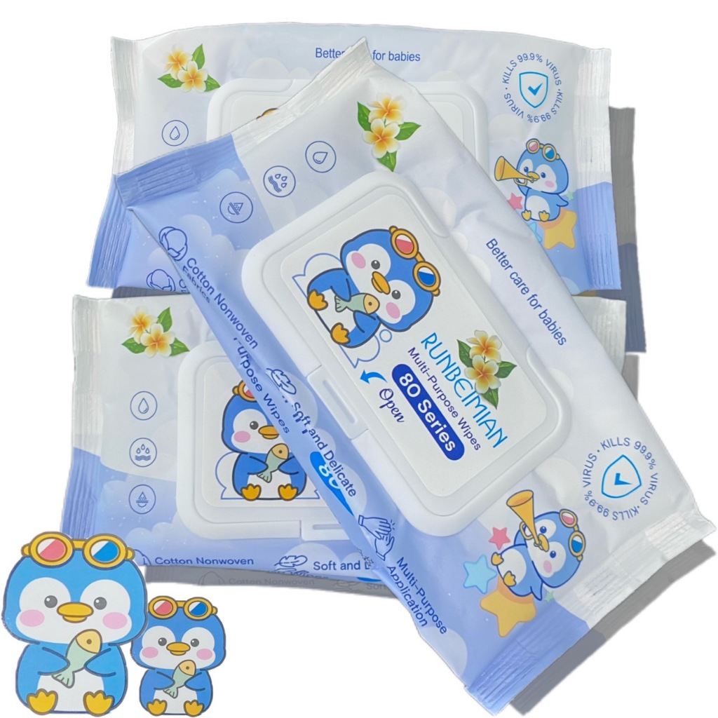 ทิชชูเปียก ทิชชู่เปียกของเด็ก กระดาษเปียก Baby Wipes ผ้านุ่มชุ่มชื่น 1ห่อ80แผ่น รุ่น：Z141 - 2
