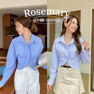 chuuchop_พร้อมส่ง(C8196)⛲️🛋️🪞Rosemary crop shirts เสื้อเชิ้ตครอปลายทาง ดีเทลผูกด้านหลัง มี 2 สี