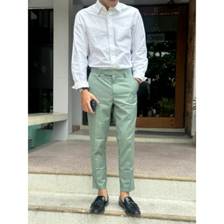 กางเกงสแล็คขาเต่อ CN Signature Pants สีมิ้นต์เข้ม