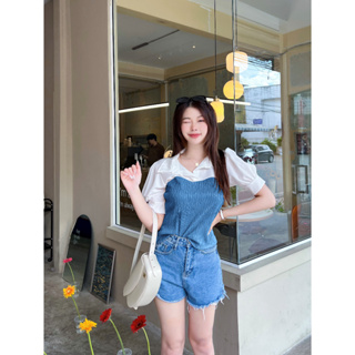 พร้อมส่ง เสื้อคอปกทูโทนแขนตุ๊กตา (H64) A1965