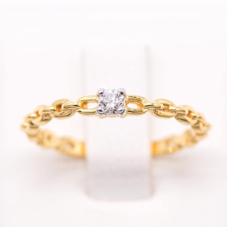 แหวนชู เม็ดเดี่ยว ดีไซด์เก๋ๆ ลายโซ่  💍⛓ แหวนเพชร แหวนทองเพชรแท้ ทองแท้ 37.5% (9K) ME511