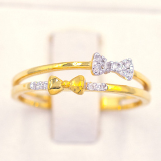 แหวนโบว์คู่ แหวนเพชร แหวนทองเพชรแท้ ทองแท้ 37.5% (9K) ME021