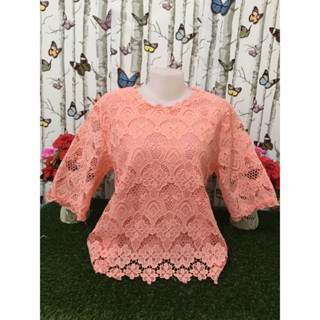 เสื้อลูกไม้สวย อก44-46 #เสื้อลูกไม้สาวอวบ#ไปวัด ลายดอก รุ่น4605