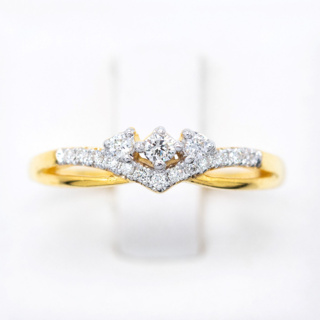 แหวนเพชรปีกนก ยอด3เม็ด แหวนเพชร แหวนทองเพชรแท้ ทองแท้ 37.5% (9K) ME739
