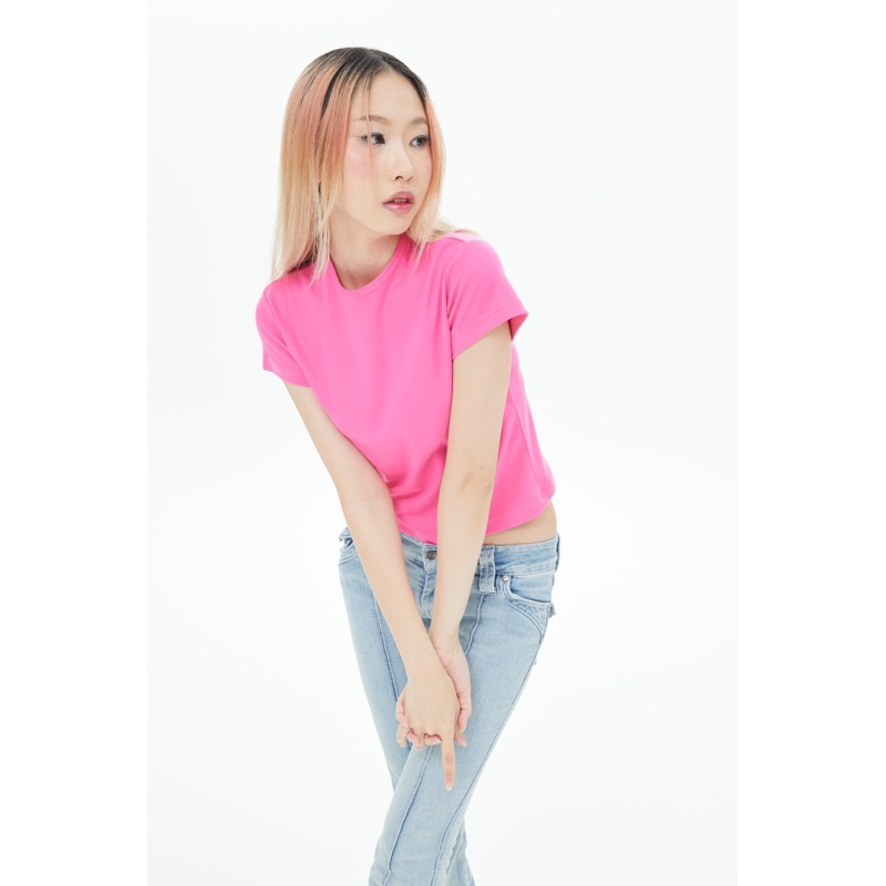 btn07-neon-pink-สีชมพูกลาง-baby-tee-cotton100-usa-no-40-รุ่นยืดหยุ่นสูง