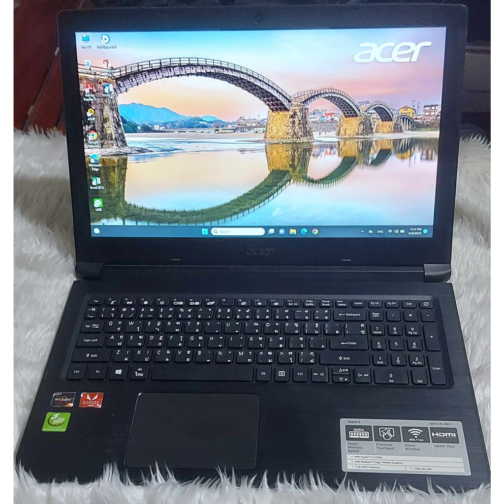 โน๊ตบุ๊คมือสอง AMD Ryzen 3 2200U Acer Aspire 3 สภาพดี จอ 15.6 inch ...